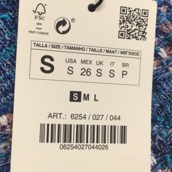 NWT. Zara Blue Metallic Thread Shorts Size S, L. - Picture 9 of 9